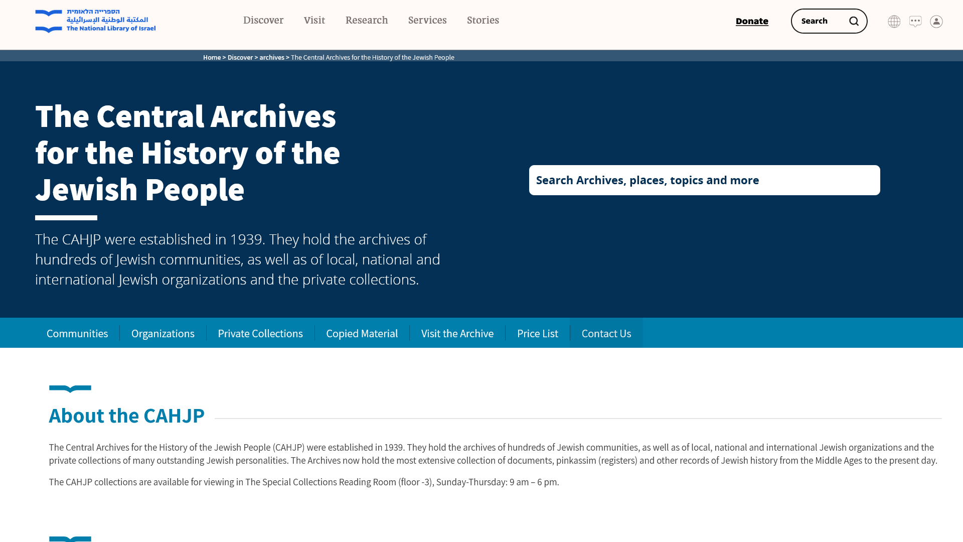 The Central Archives for the History of the Jewish People