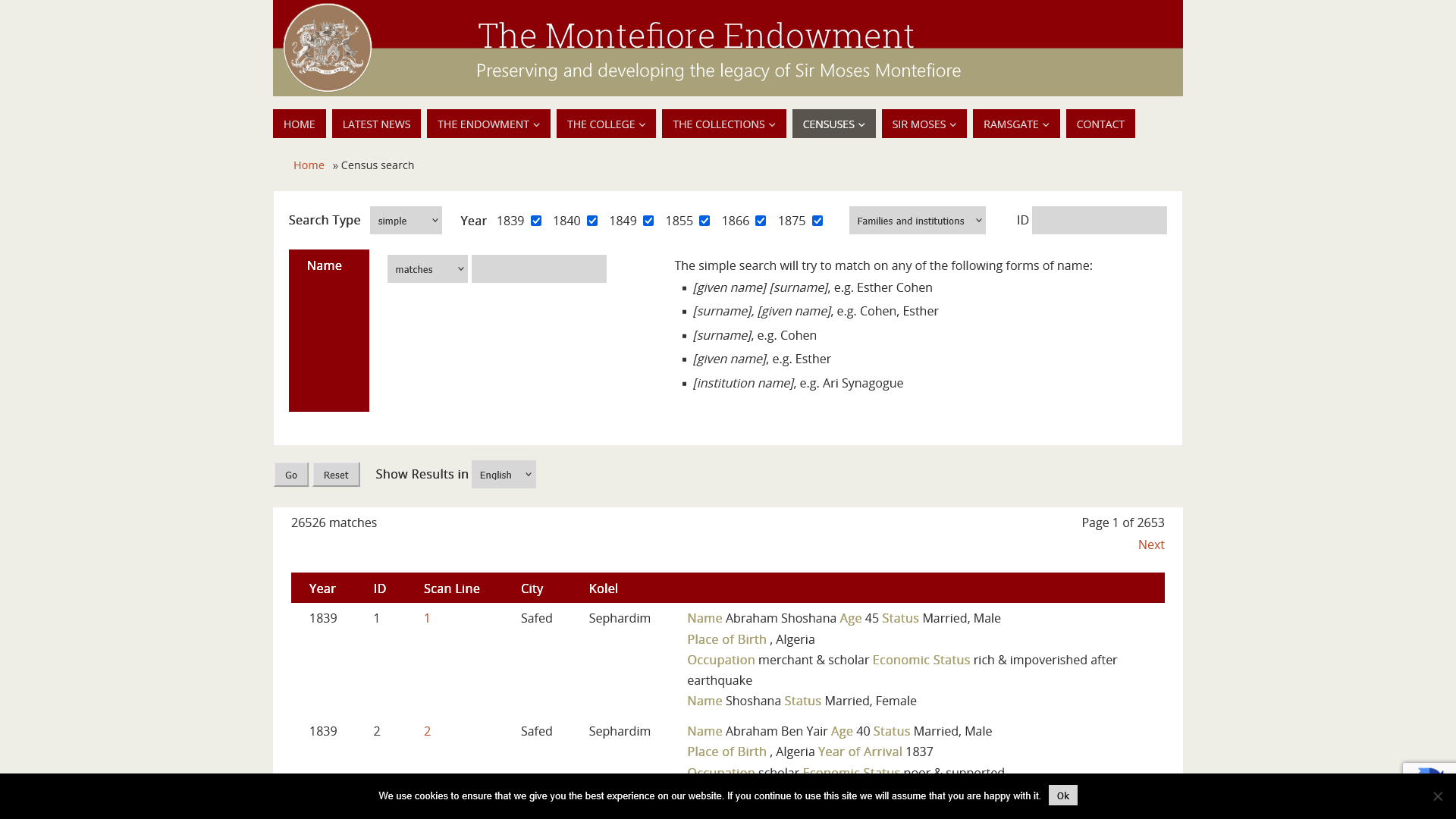 Census search – Montefiore Endowment