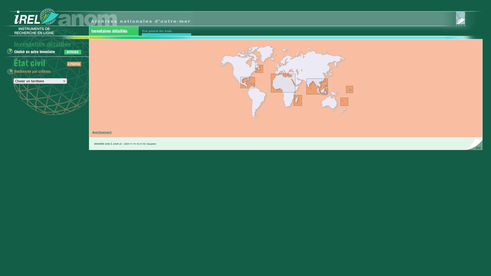 ANOM, Etat Civil, choix d'un territoire