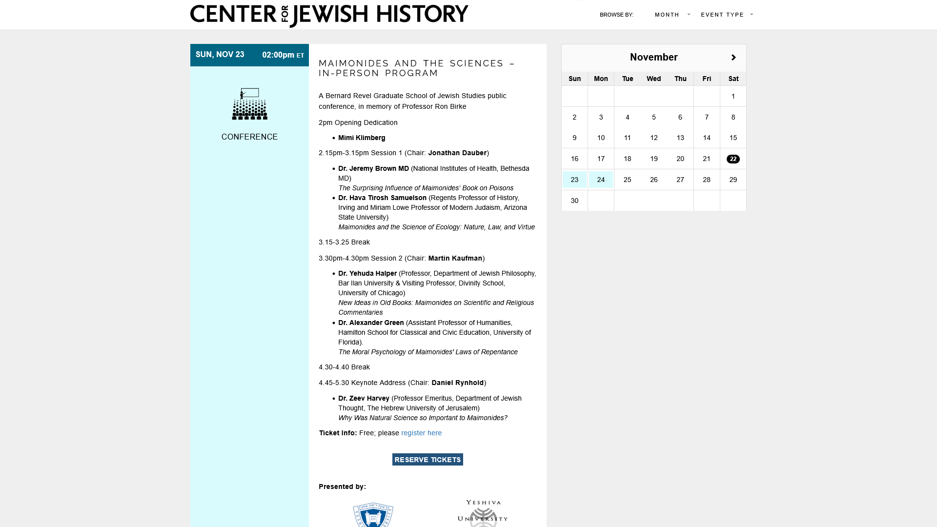 Upcoming Events at the Center for Jewish History