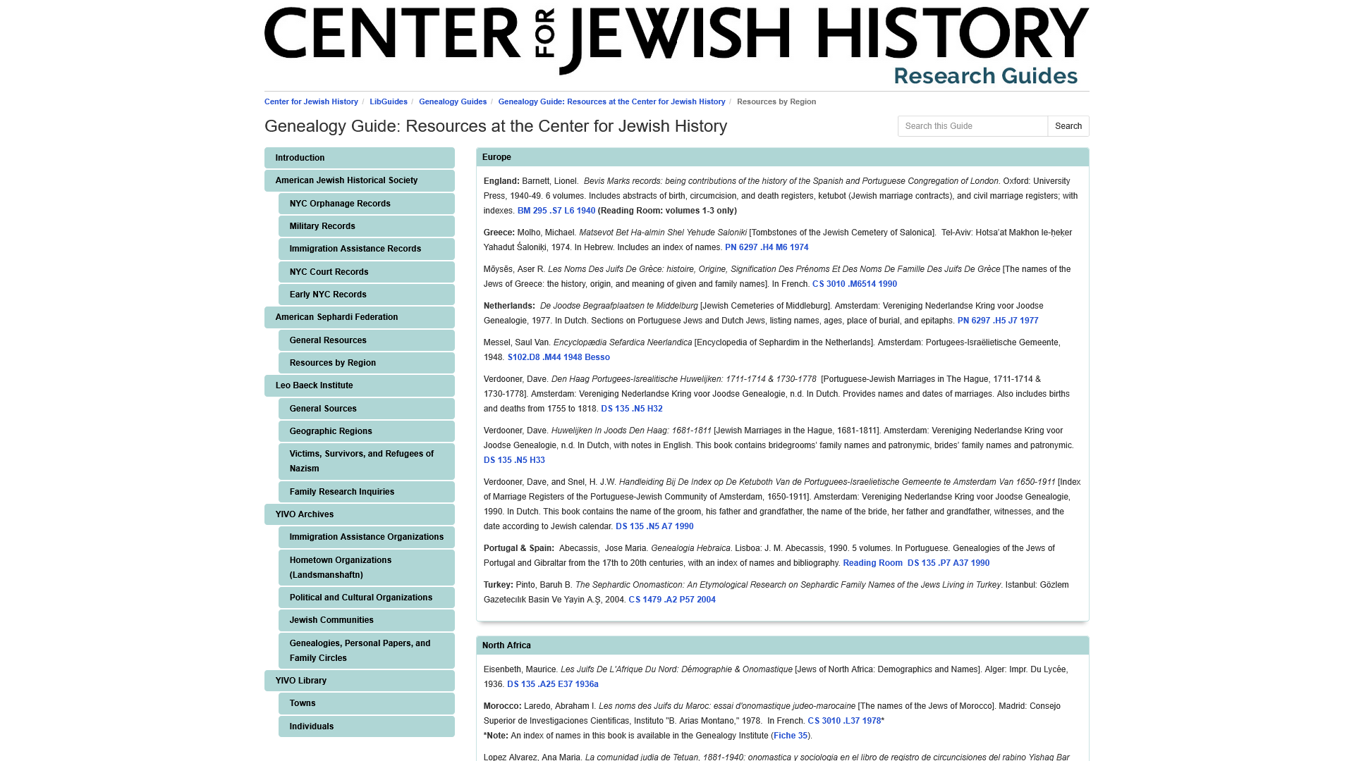 Resources by Region - Genealogy Guide: Resources at the Center for Jewish History - LibGuides at Center for Jewish History