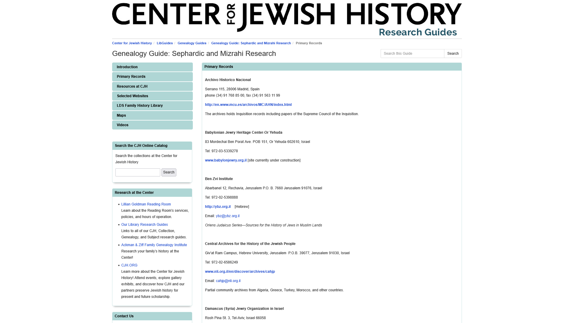 Primary Records - Genealogy Guide: Sephardic and Mizrahi Research - LibGuides at Center for Jewish History