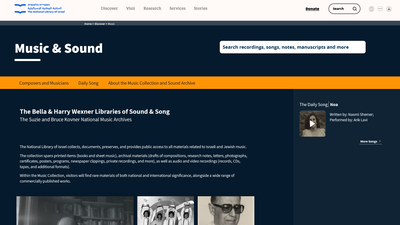 This web page serves as the main portal for the music collections and archives of the National Libra