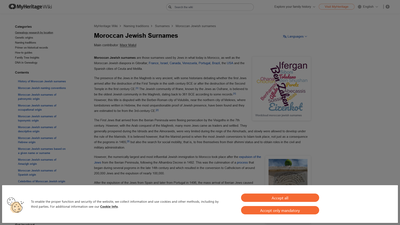This MyHeritage wiki page provides a comprehensive examination of Moroccan Jewish surnames, serving 