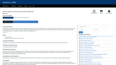 This webpage presents the finding aid for Yale University's North African Jewish Manuscript Collecti